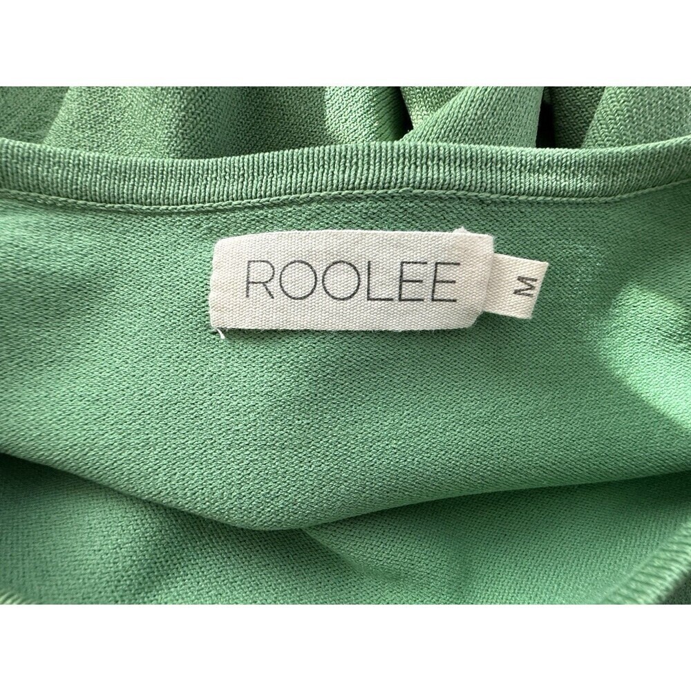 Roolee Womens M Green solid midi Dress butterfly sleeve viscose - Picture 2 of 11